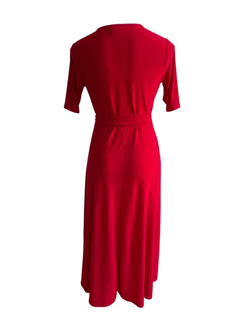 MSK NWT $69 Womens Red Jersey V-Neck Midi Dress With Belt Size S - Picture 6 of 10